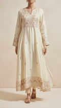 Ivory Silk Kurta with Rose Gold Detail