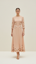 Peach Blush Crepe Dress with Minimal Embroidery